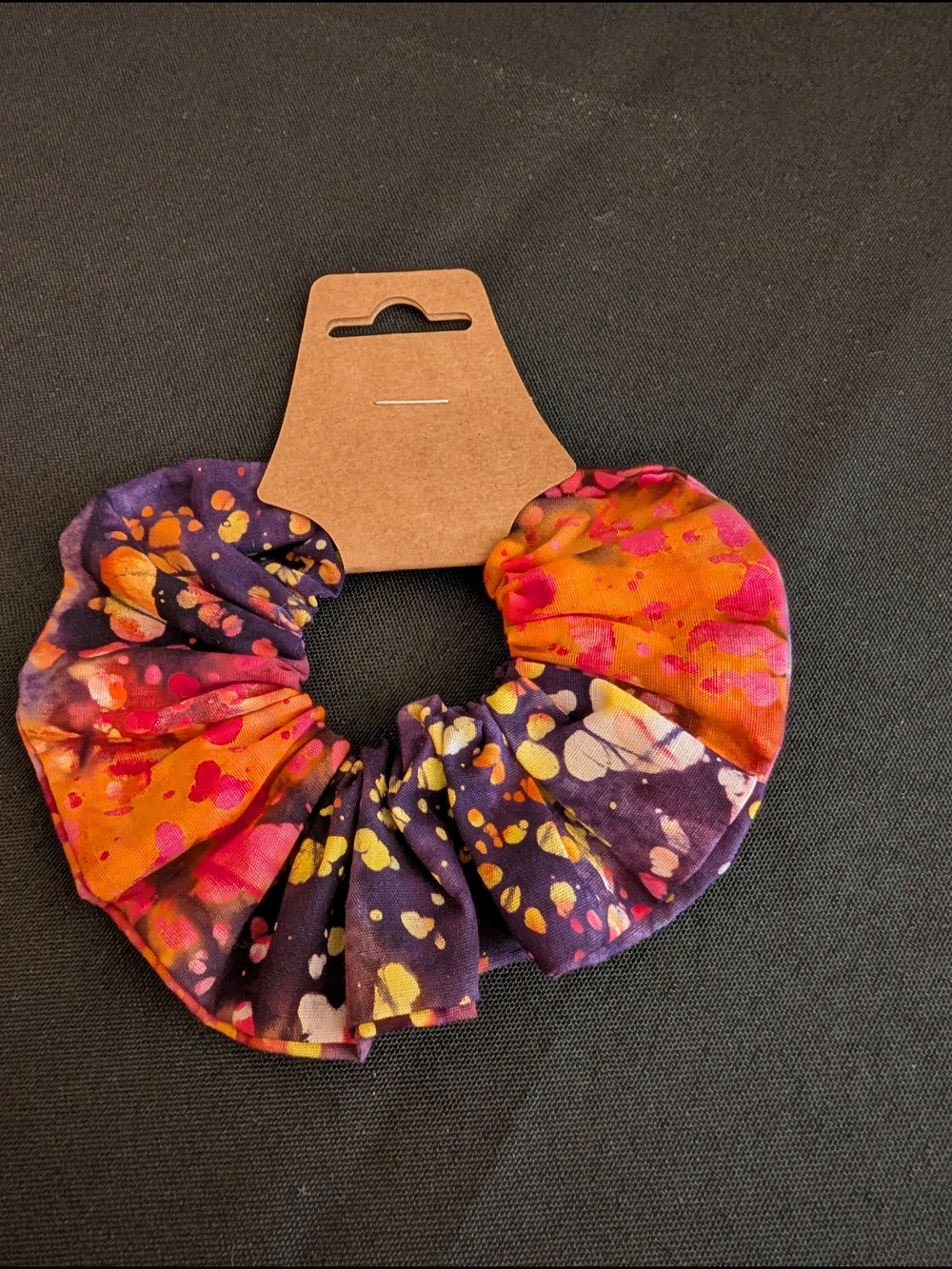 Hand Crafted Set Of 4 Multicolor Batik Scrunchies - Picture 4 of 5